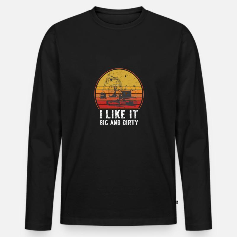 Lustiger Bagger Spruch für Baggerfahrer - Männer Premium Bio Langarmshirt - Schwarz