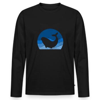 Retro Wahle Watching Humpback Blue Sperm Wahle - Männer Premium Bio Langarmshirt - Schwarz - Vorne - Nico (187cm)
