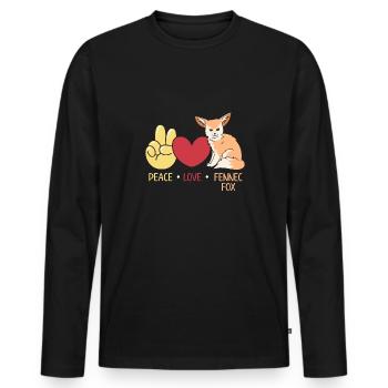 Fennek Fuchs Fennec Fox Wüstenfuchs - Männer Premium Bio Langarmshirt - Schwarz - Vorne - Nico (187cm)