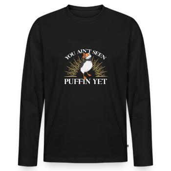 puffin puffin auke birds Lunde - Men's Premium Organic Long Sleeve Shirt - black - Front - Nico (187cm)