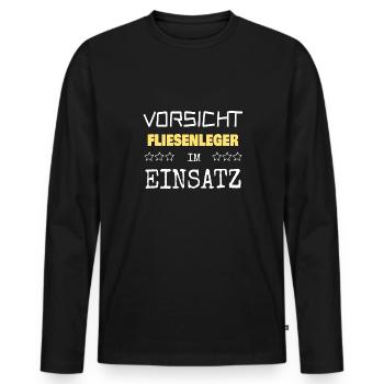 Berufung Fliesenleger - Männer Premium Bio Langarmshirt - Schwarz - Vorne - Nico (187cm)