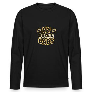 Evelin als Geburt - Männer Premium Bio Langarmshirt - Schwarz - Vorne - Nico (187cm)