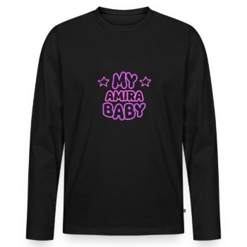 Amira comme prénom - T-shirt manches longues Premium bio Homme - noir - Devant - Nico (187cm)
