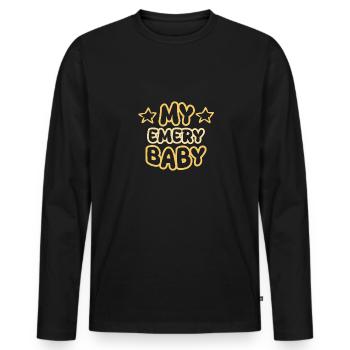 Geburt Emery - Männer Premium Bio Langarmshirt - Schwarz - Vorne - Nico (187cm)