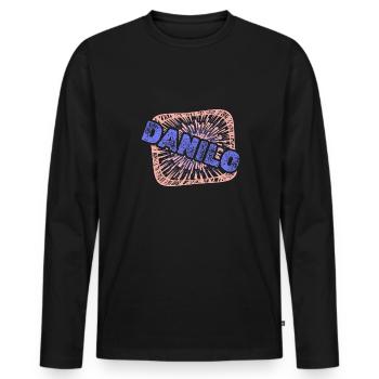 Danilo - Men's Premium Organic Long Sleeve Shirt - black - Front - Nico (187cm)