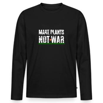 Faites des plantes pas la guerre - T-shirt manches longues Premium bio Homme - noir - Devant - Nico (187cm)