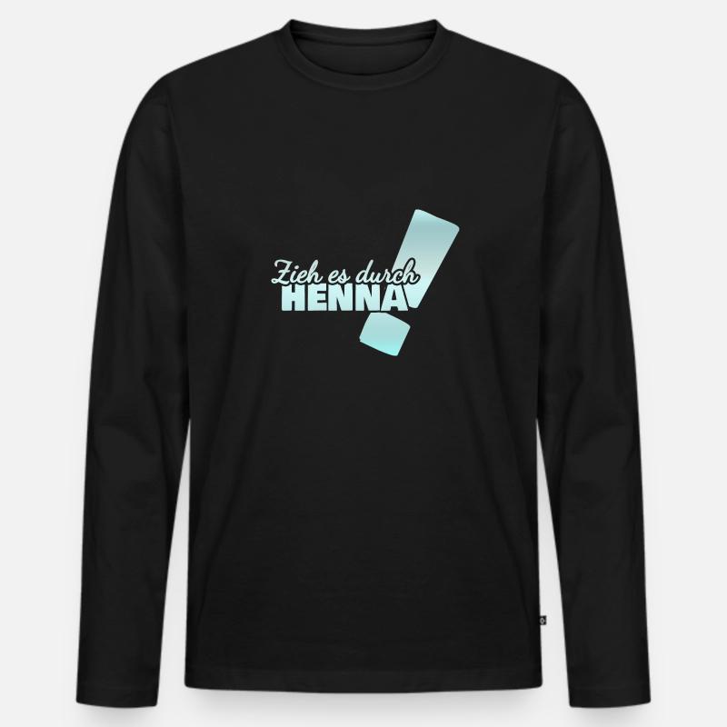 Henna - Männer Premium Bio Langarmshirt - Schwarz