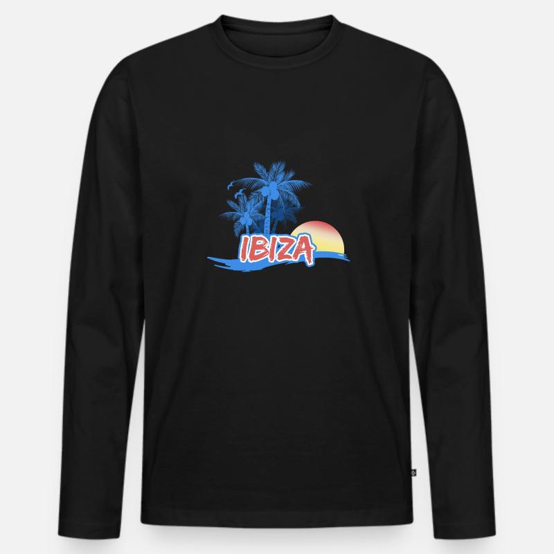 Strand Ibiza - Männer Premium Bio Langarmshirt - Schwarz