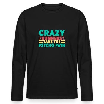 Running Crazy Runners Marathon Runner - Männer Premium Bio Langarmshirt - Schwarz - Vorne - Nico (187cm)