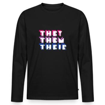 LBGT drapeau gay pride humain ils eux leur - T-shirt manches longues Premium bio Homme - noir - Devant - Nico (187cm)