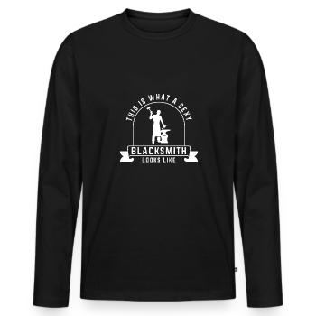 Lustiger Schmied Spruch & Schmieden - Männer Premium Bio Langarmshirt - Schwarz - Vorne - Nico (187cm)