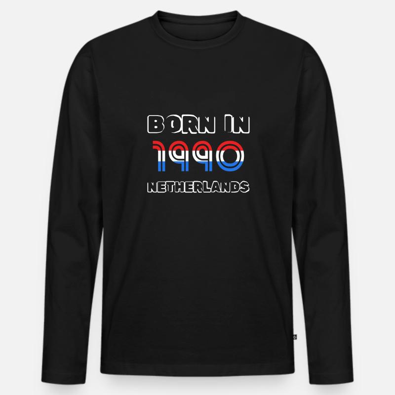1990 - Männer Premium Bio Langarmshirt - Schwarz