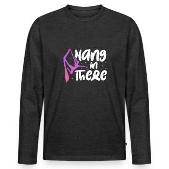 Hang in there - Men's Premium Organic Long Sleeve Shirt - heather anthracite - Front - Nico (187cm)
