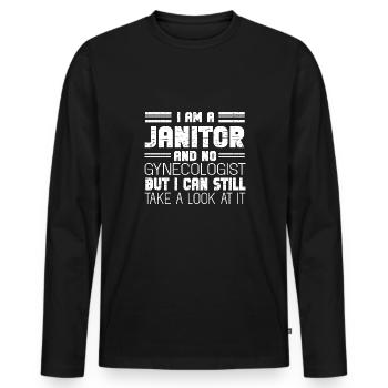 Putzfrau Spruch Reinigungskraft Putzfee - Männer Premium Bio Langarmshirt - Schwarz - Vorne - Nico (187cm)