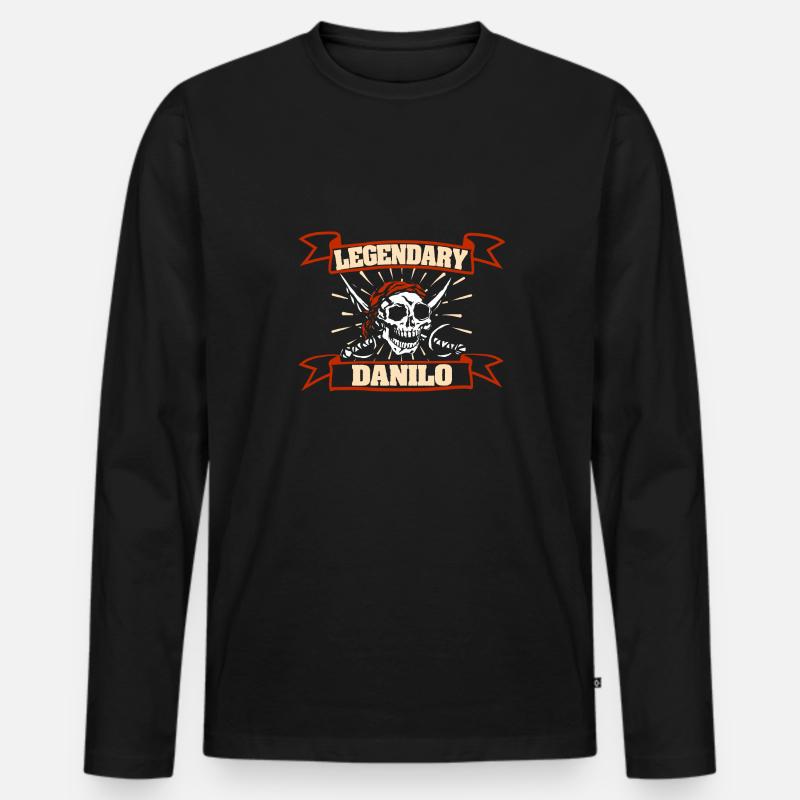 Pirat Danilo - Männer Premium Bio Langarmshirt - Schwarz