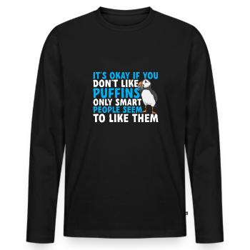 puffin puffin auke birds Lunde - Men's Premium Organic Long Sleeve Shirt - black - Front - Nico (187cm)