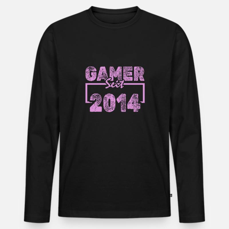 Jahr 2014 - Männer Premium Bio Langarmshirt - Schwarz