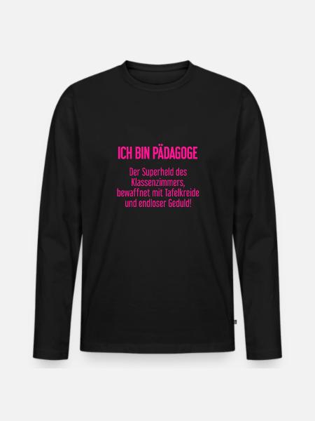 Pädagoge - Der Superheld des Klassenzimmers! - Männer Premium Bio Langarmshirt - Schwarz