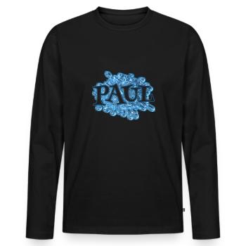 Wassertropfen Name Paul - Männer Premium Bio Langarmshirt - Schwarz - Vorne - Nico (187cm)