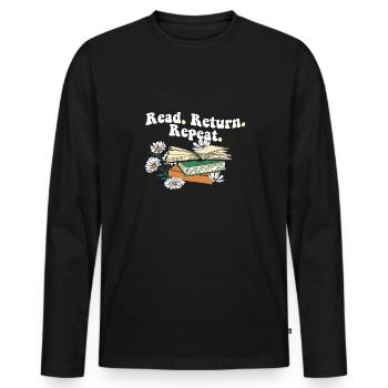 Librarian Read Return Repeat Library Worker Book - Männer Premium Bio Langarmshirt - Schwarz - Vorne - Nico (187cm)