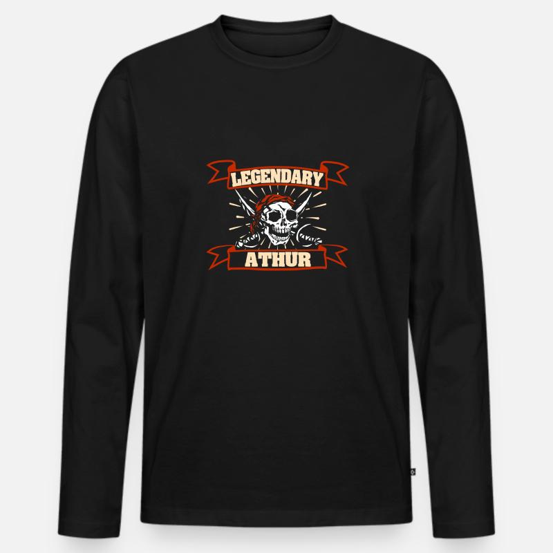 Athur - Männer Premium Bio Langarmshirt - Schwarz