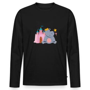 Hippopotame Hippopotame - T-shirt manches longues Premium bio Homme - noir - Devant - Nico (187cm)