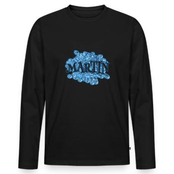 Gift for Martin - Men's Premium Organic Long Sleeve Shirt - black - Front - Nico (187cm)