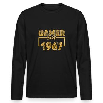 PC 1967 - Männer Premium Bio Langarmshirt - Schwarz - Vorne - Nico (187cm)