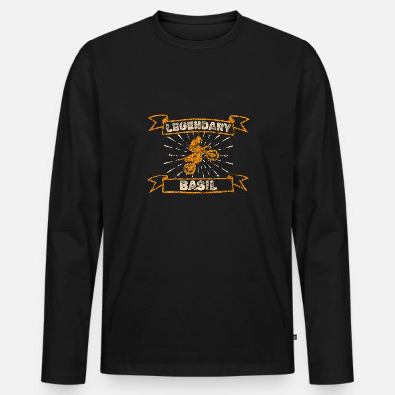 Basil als Motorrad - Männer Premium Bio Langarmshirt - Schwarz