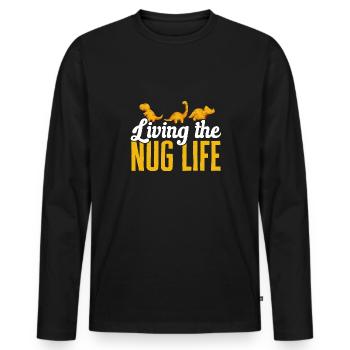 Dino Nuggets Dinosaurier Chicken Nuggets - Männer Premium Bio Langarmshirt - Schwarz - Vorne - Nico (187cm)