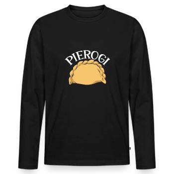 Pierogi polonais - T-shirt manches longues Premium bio Homme - noir - Devant - Nico (187cm)