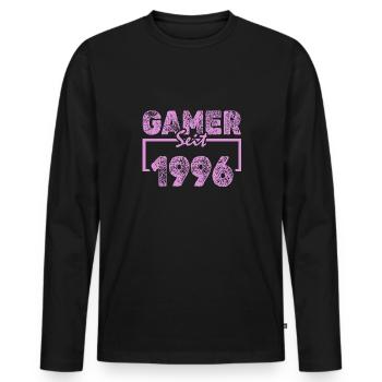 Jouer 1996 - T-shirt manches longues Premium bio Homme - noir - Devant - Nico (187cm)