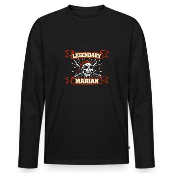 Prénom Marian - T-shirt manches longues Premium bio Homme - noir - Devant - Nico (187cm)