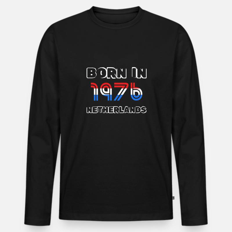 1976 - Männer Premium Bio Langarmshirt - Schwarz