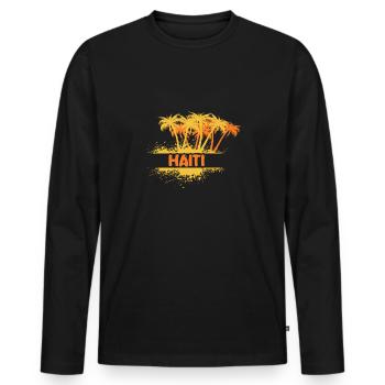 Haiti - Men's Premium Organic Long Sleeve Shirt - black - Front - Nico (187cm)