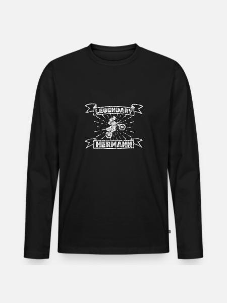 Hermann als Motorrad - Männer Premium Bio Langarmshirt - Schwarz