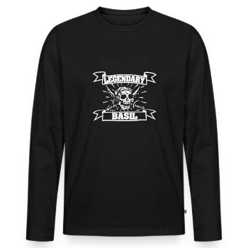 Basilic - T-shirt manches longues Premium bio Homme - noir - Devant - Nico (187cm)