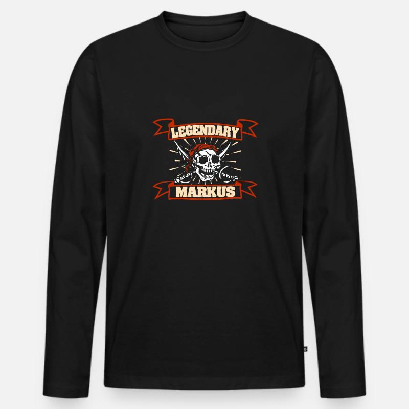Vorname Markus - Männer Premium Bio Langarmshirt - Schwarz