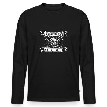 Andreas als Vorname - Männer Premium Bio Langarmshirt - Schwarz - Vorne - Nico (187cm)