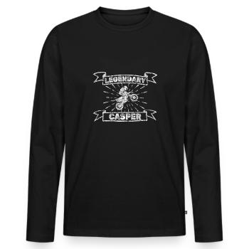 Casper als Motorrad - Männer Premium Bio Langarmshirt - Schwarz - Vorne - Nico (187cm)