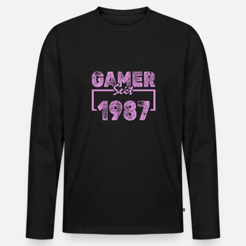 Tippen 1987 - Männer Premium Bio Langarmshirt - Schwarz