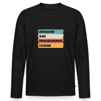 Husband Dad programmer Legend - Men's Premium Organic Long Sleeve Shirt - black - Front - Nico (187cm)