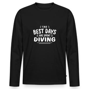 The Best Days Are Spent Diving Summer Diver - Men's Premium Organic Long Sleeve Shirt - black - Front - Nico (187cm)