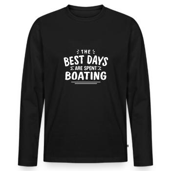 The Best Days Are Spent Boating Summer Boat - Männer Premium Bio Langarmshirt - Schwarz - Vorne - Nico (187cm)
