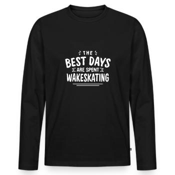 The Best Days Are Spent Wakeskating Summer - Men's Premium Organic Long Sleeve Shirt - black - Front - Nico (187cm)