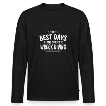 The Best Days Are Spent Wreck Diving Summer Wreck - Men's Premium Organic Long Sleeve Shirt - black - Front - Nico (187cm)