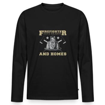 Feuerwehrmann Feuerwehr & Sprüche - Männer Premium Bio Langarmshirt - Schwarz - Vorne - Nico (187cm)