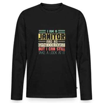 Putzfrau Spruch Reinigungskraft Putzfee - Männer Premium Bio Langarmshirt - Schwarz - Vorne - Nico (187cm)