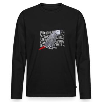 Graupapagei African Grey Parrot Papagei - Men's Premium Organic Long Sleeve Shirt - black - Front - Nico (187cm)