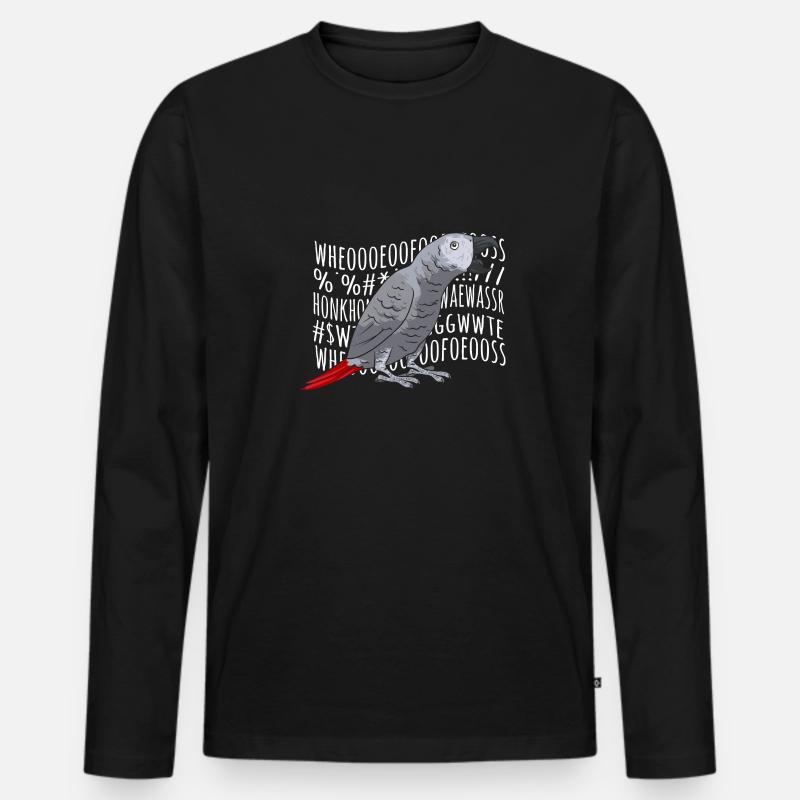 Graupapagei African Grey Parrot Papagei - Männer Premium Bio Langarmshirt - Schwarz